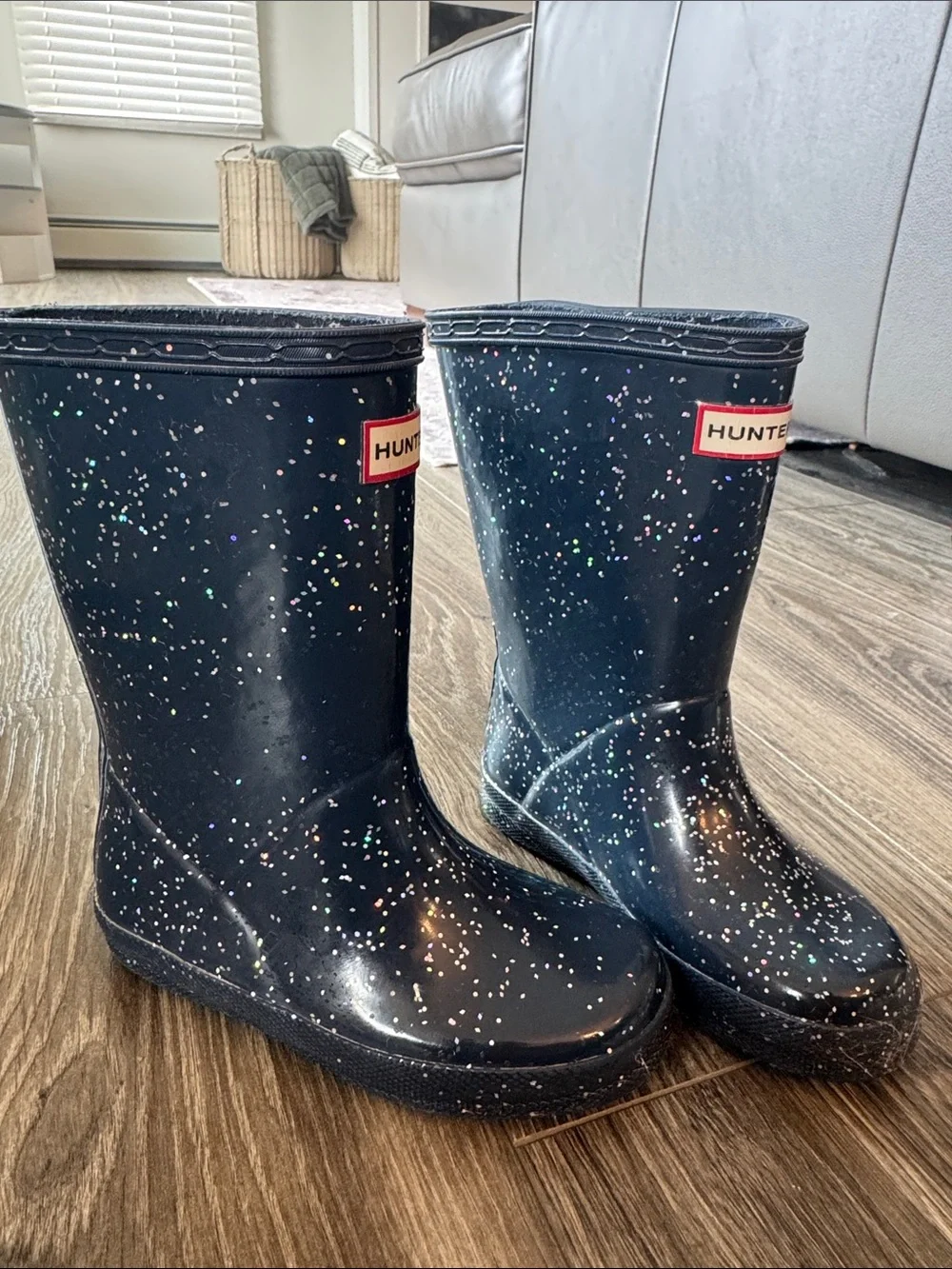 Hunter Kids Navy Glitter Speckle Rain Boots